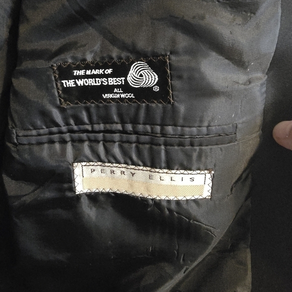 Mens 39L Perry Ellis 100% virgin wool tuxedo jacket made in the USA green plaid - Picture 3 of 7